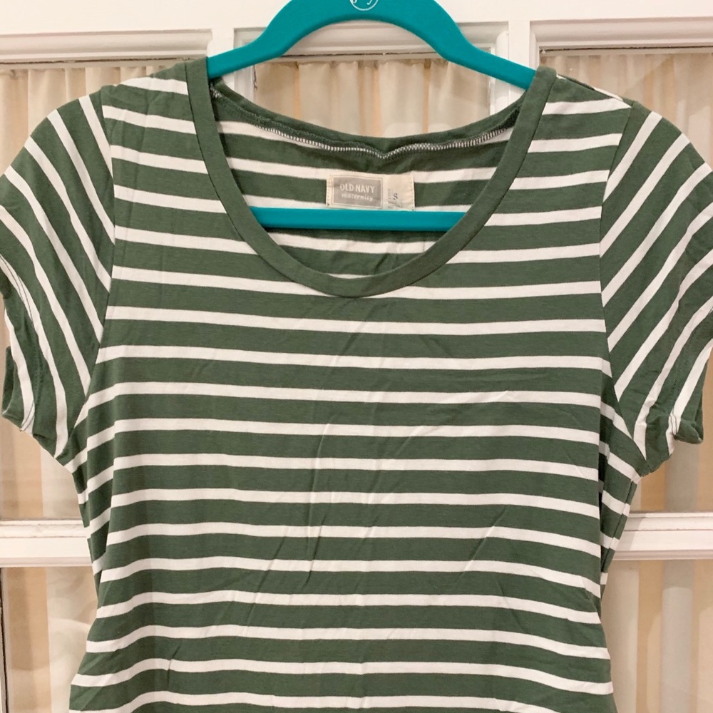 sz S Old Navy Maternity green/white stripe dress